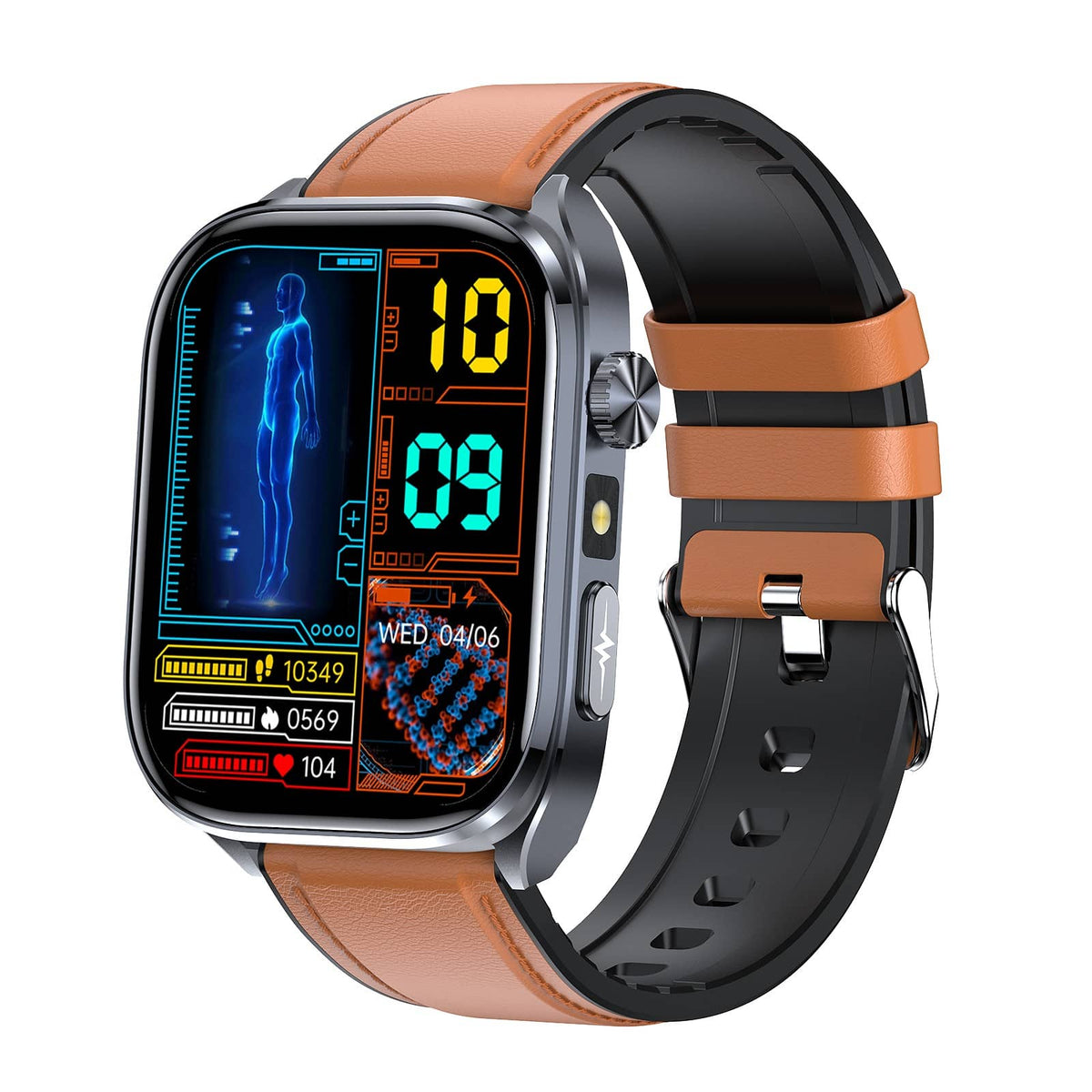 Poalarhealth 582 AI Smart Health Watch Blood Pressure Oxygen Glucose Heart Rate Sleep Monitor