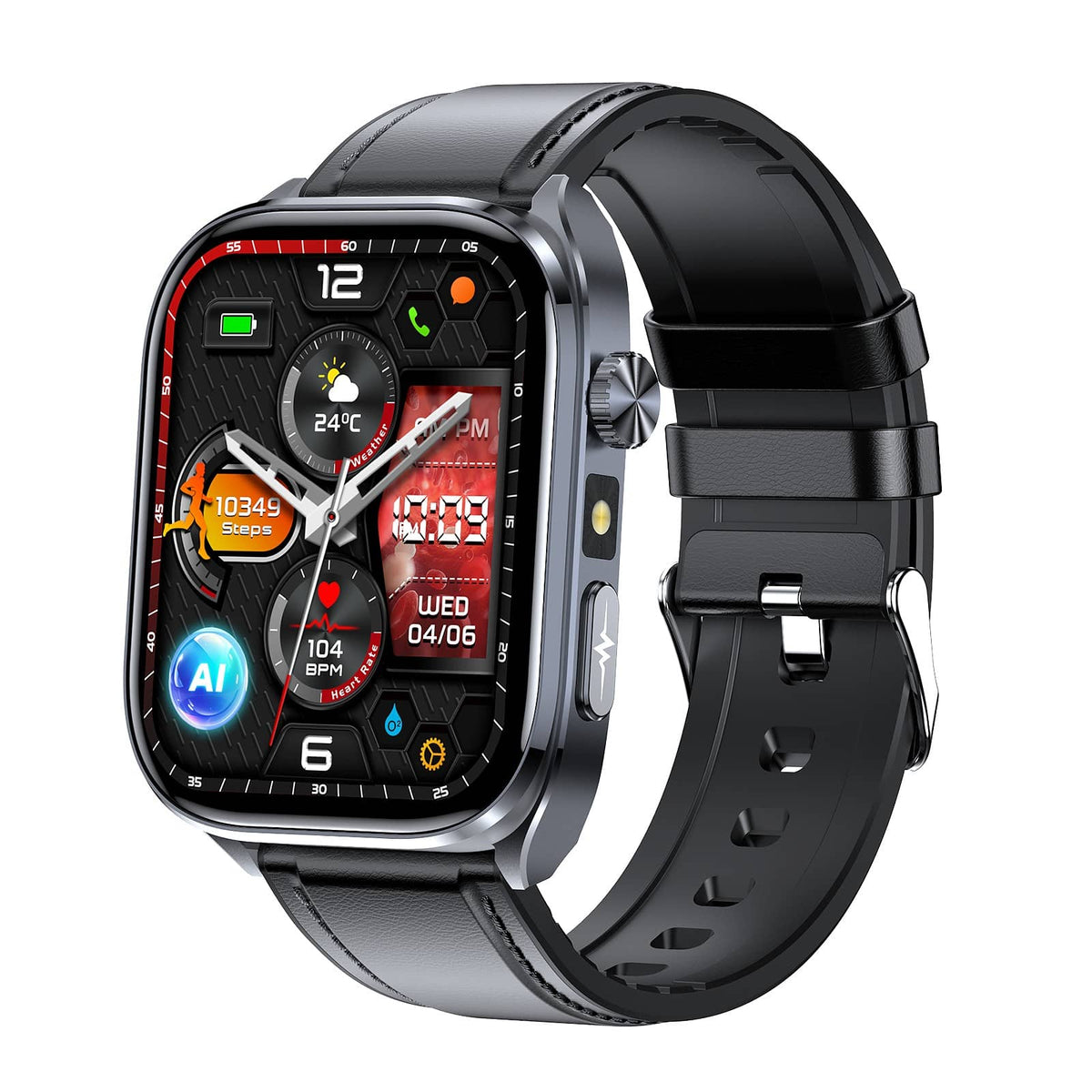 Poalarhealth 582 AI Smart Health Watch Blood Pressure Oxygen Glucose Heart Rate Sleep Monitor