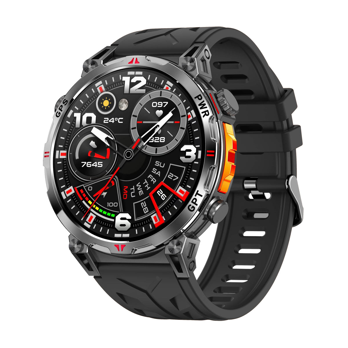 PH93 New Generation of Sports Smartwatch AMOLED Colorful Screen GPS Compass Bluetooth Calling 3ATM Waterproof
