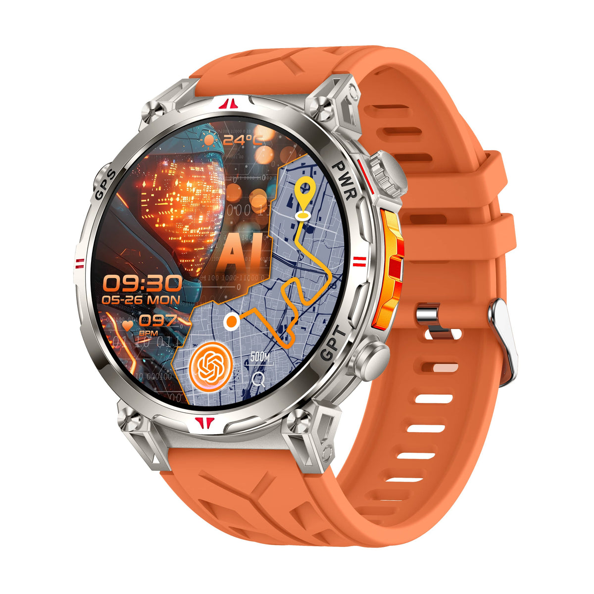 PH93 New Generation of Sports Smartwatch AMOLED Colorful Screen GPS Compass Bluetooth Calling 3ATM Waterproof