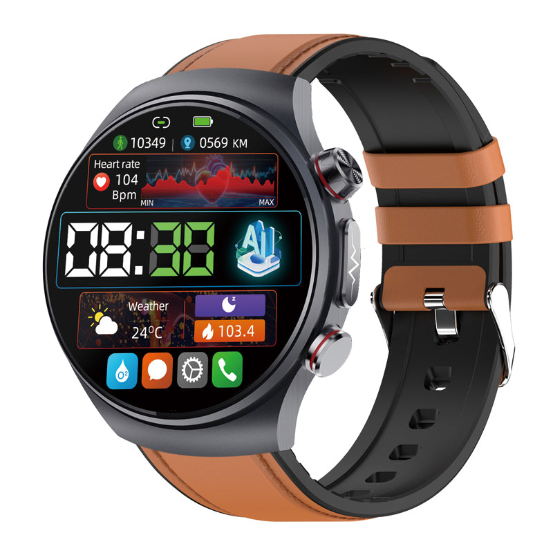 PH488 Professional High-end Blood Glucose Blood Pressure ECG/EKG HRV Monitoring Health Smart Watch