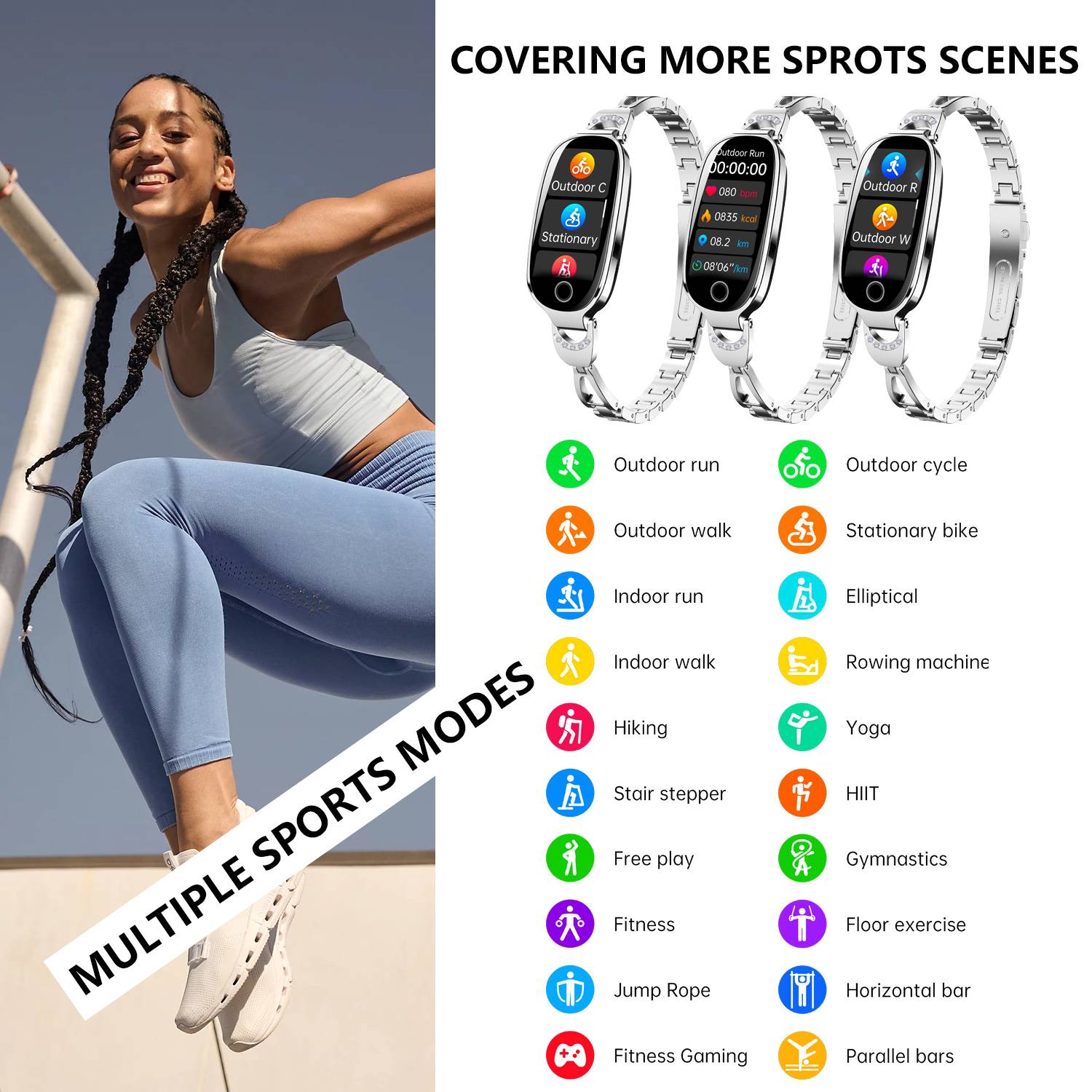 Poalarhealth 81 Newest Blood Pressure Heart Rate monitoring Luxury Diamond Design Fashion Women Smartwatch in 2025