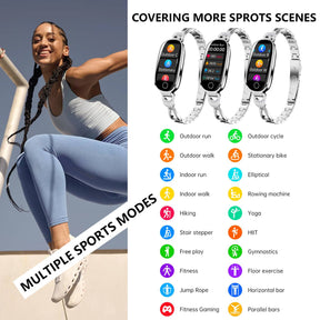 Poalarhealth 81 Newest Blood Pressure Heart Rate monitoring Luxury Diamond Design Fashion Women Smartwatch in 2025