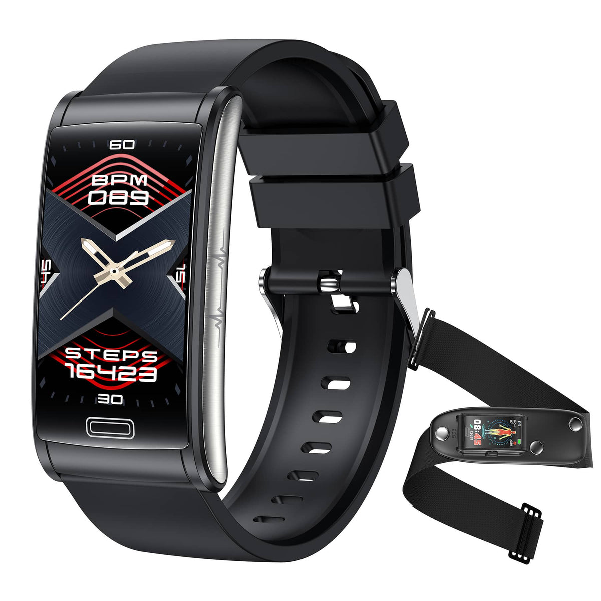 PH60 1.47HD Large Screen ECG/EKG Blood Glucose Scientific Sleep HRV Smart Fitness Bracelet