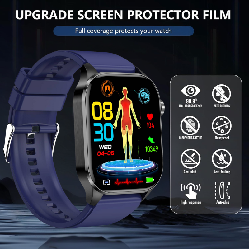 Glass Screen Protector Compatible Smartwatches - High Transparency, Anti Scratch, High Sensitivity, Bubble Free (2 Pack)