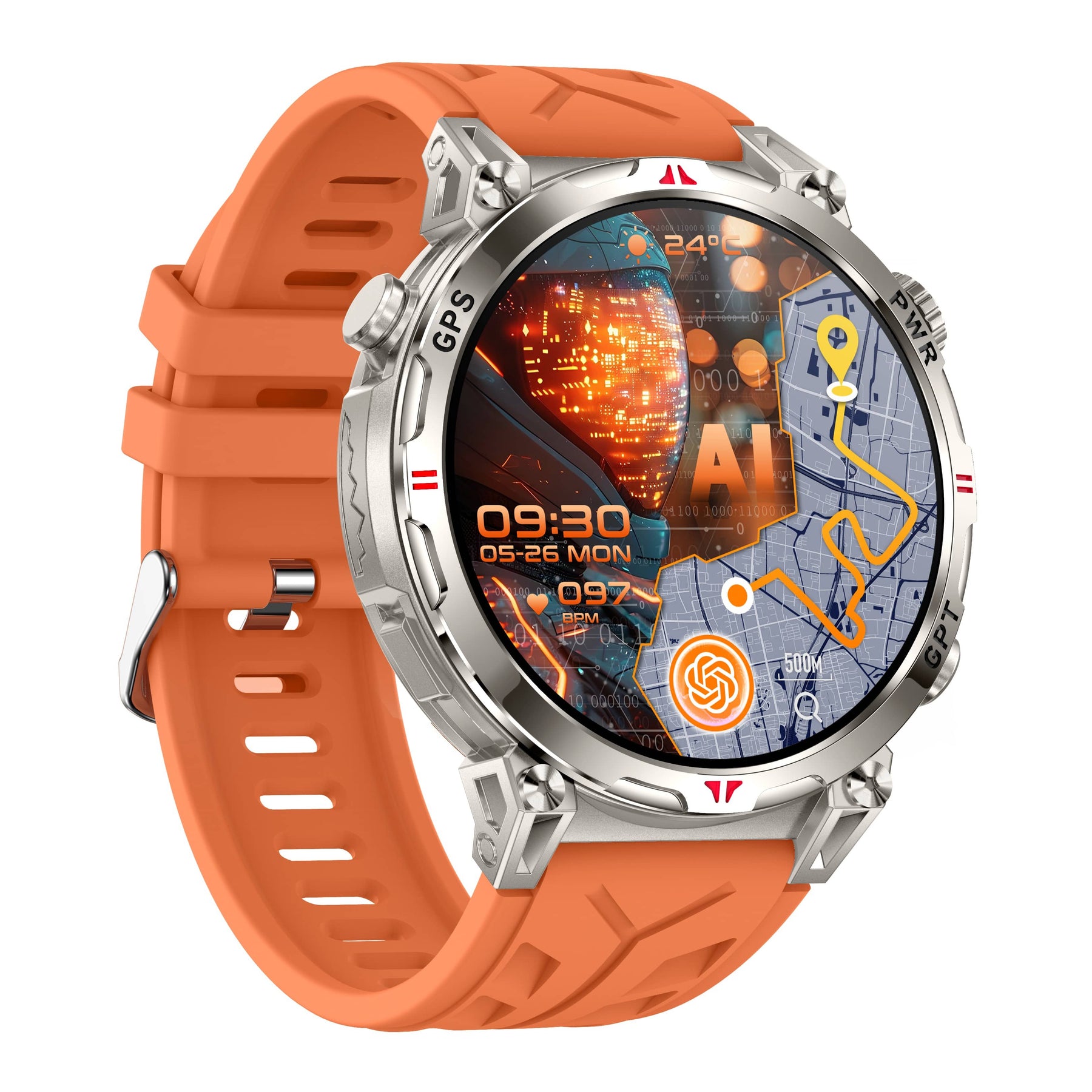 PH93 New Generation of Sports Smartwatch AMOLED Colorful Screen GPS Compass Bluetooth Calling 3ATM Waterproof
