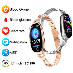 Poalarhealth 81 Newest Blood Pressure Heart Rate monitoring Luxury Diamond Design Fashion Women Smartwatch in 2025