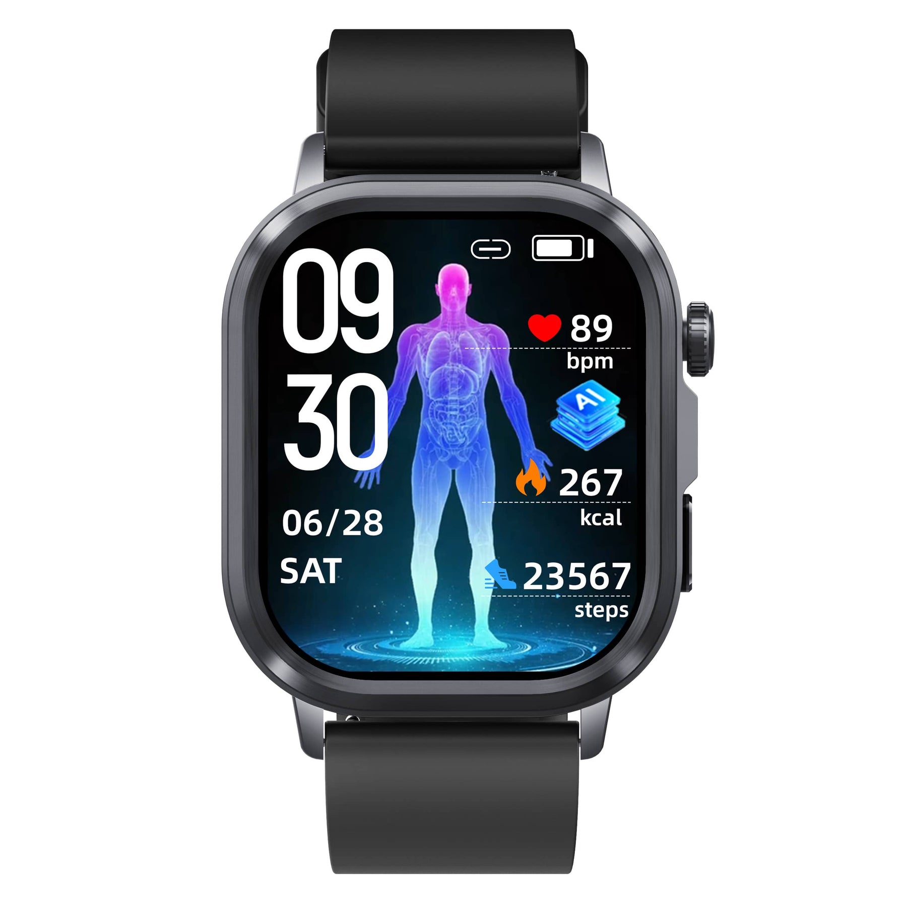 Poalarhealth 588Pro Health Smart Watch 24/7 ECG Heart Rate Blood Glucose Blood Oxygen Blood Pressure Sleep Health Monitor