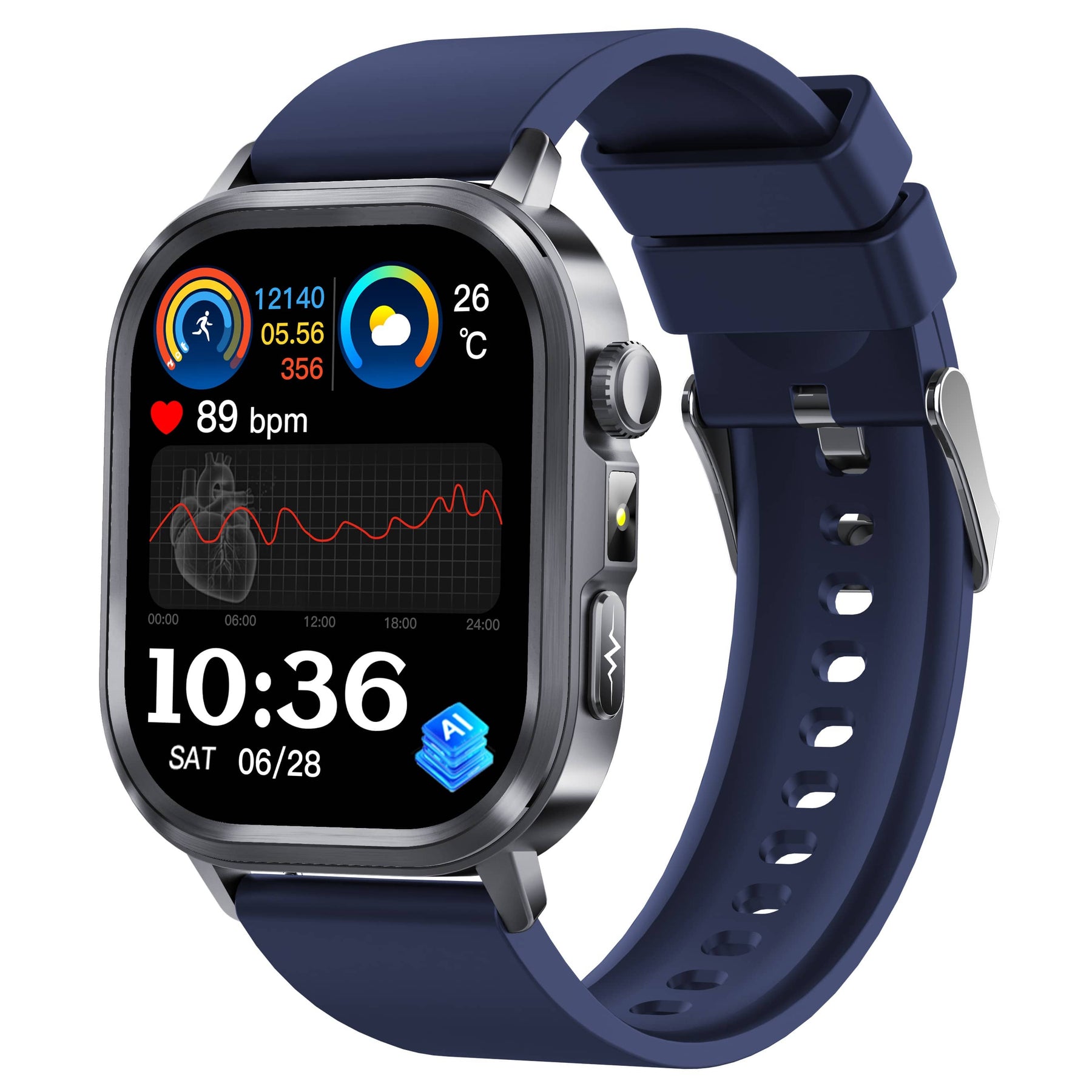 Poalarhealth 588Pro Health Smart Watch 24/7 ECG Heart Rate Blood Glucose Blood Oxygen Blood Pressure Sleep Health Monitor