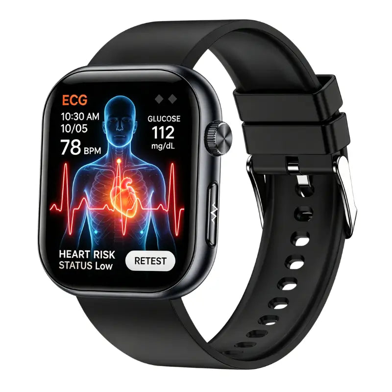 PH587 Blood Sugar Monitoring Smart Watch With Blood Pressure ECG/EKG Heart Rate Health Fitness Tracker 2025