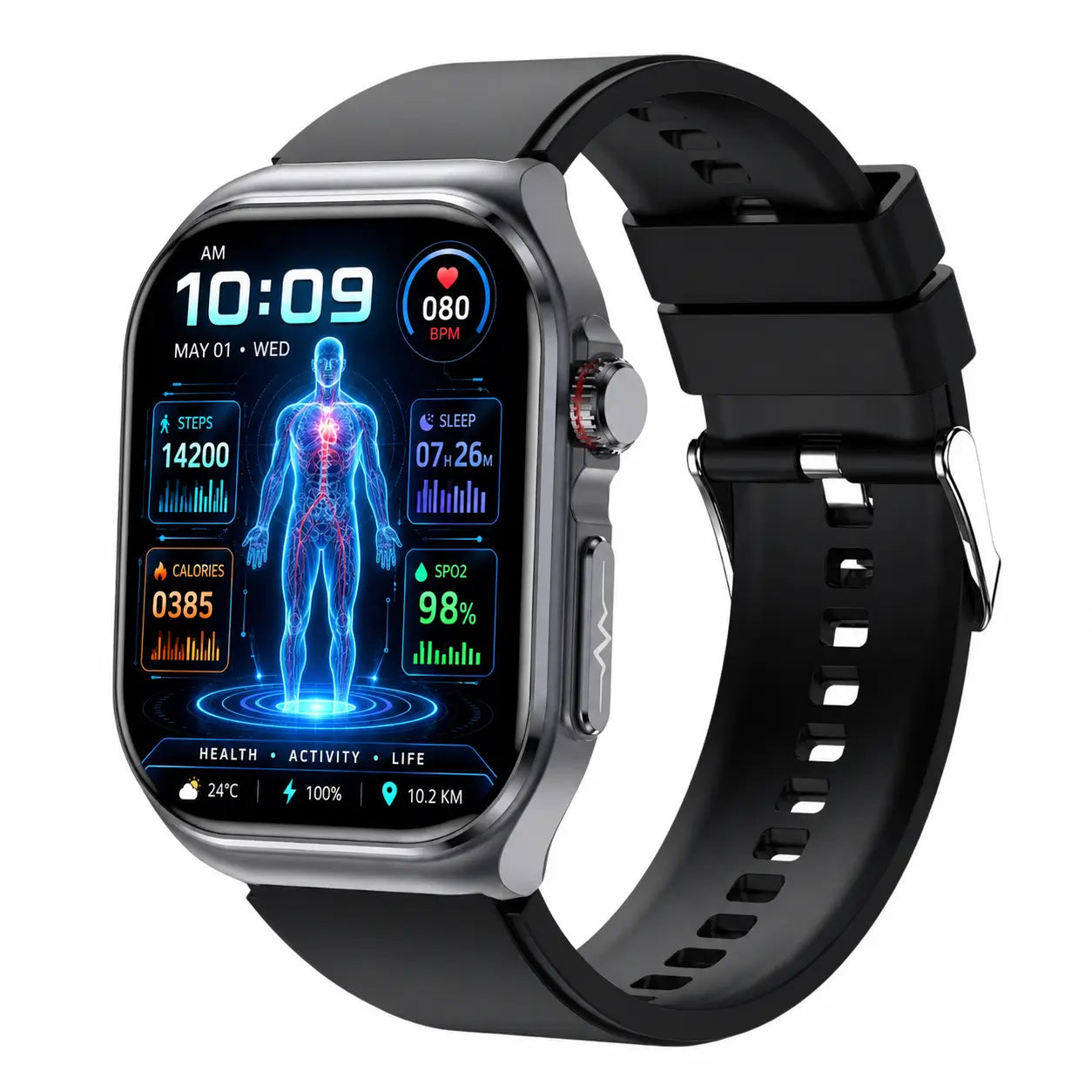 Poalarhealth 15 High-end Electrocardiogram Micro Physical Examination Blood Pressure Blood Sugar Health Management Watch