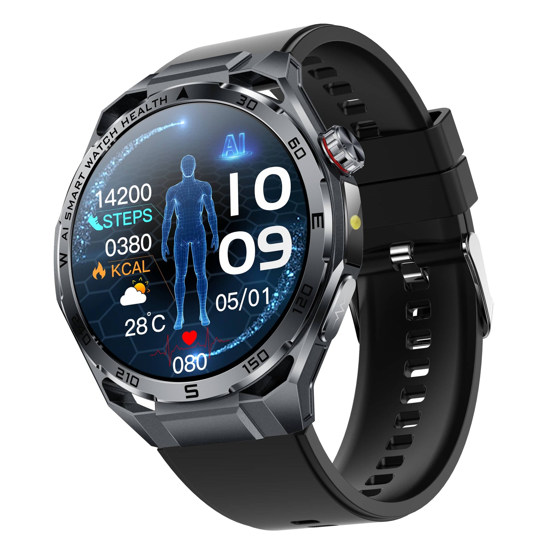 PH48pro High-end AI Heart Rate Blood Glucose Blood Pressure  Blood Oxygen Sleep Monitoring Sports Smart Watch
