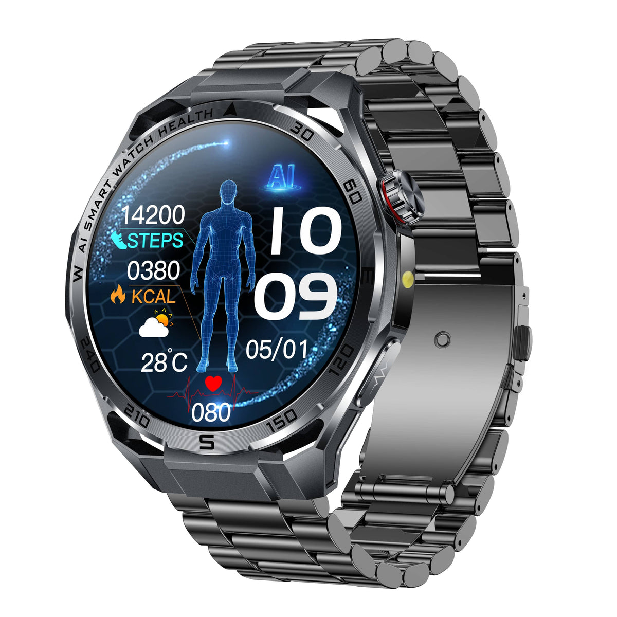 PH48pro High-end AI Heart Rate Blood Glucose Blood Pressure  Blood Oxygen Sleep Monitoring Sports Smart Watch