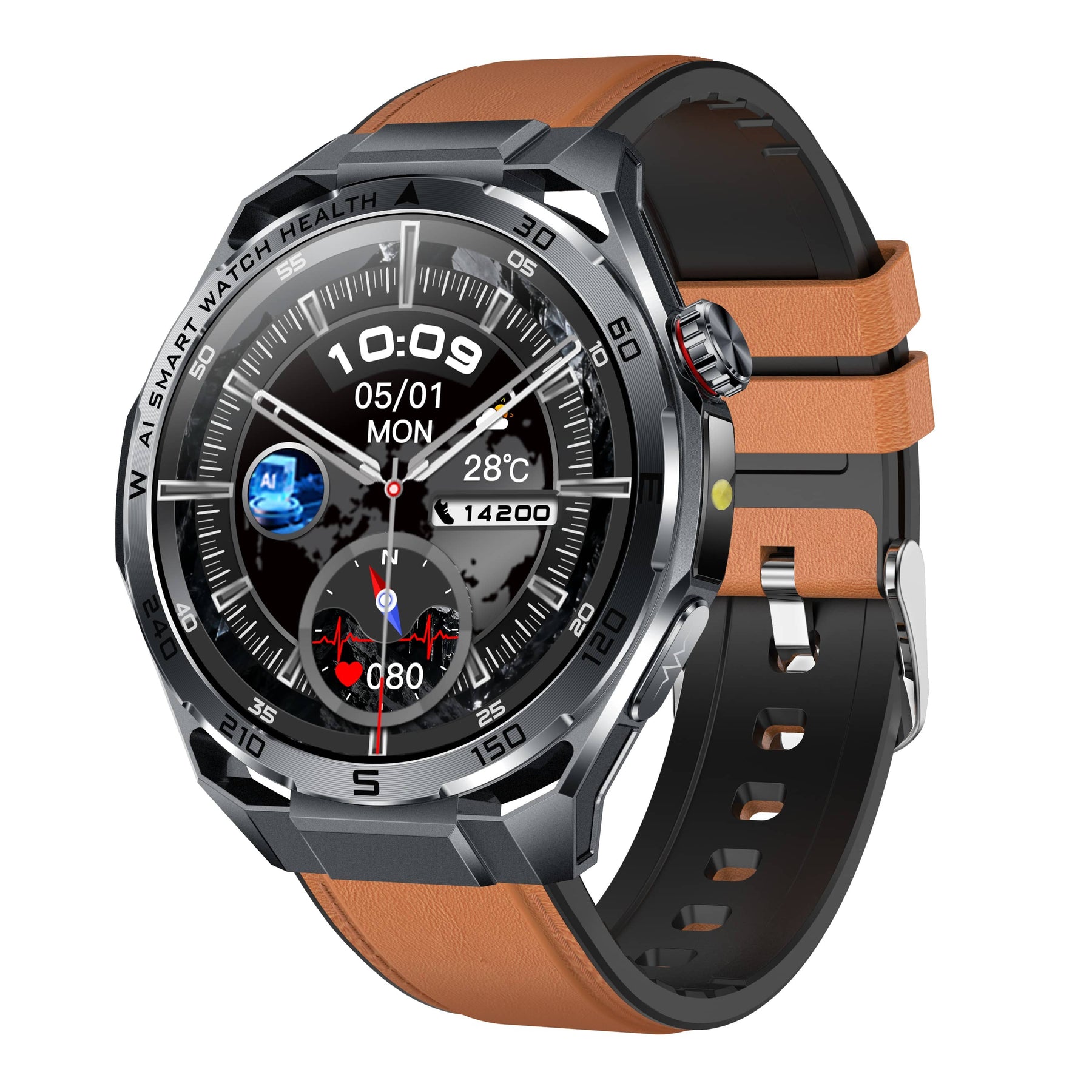 PH48pro High-end AI Heart Rate Blood Glucose Blood Pressure  Blood Oxygen Sleep Monitoring Sports Smart Watch