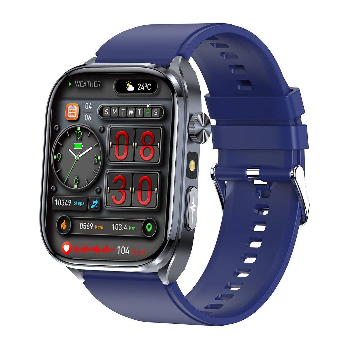 Poalarhealth 582 AI Smart Health Watch Blood Pressure Oxygen Glucose Heart Rate Sleep Monitor