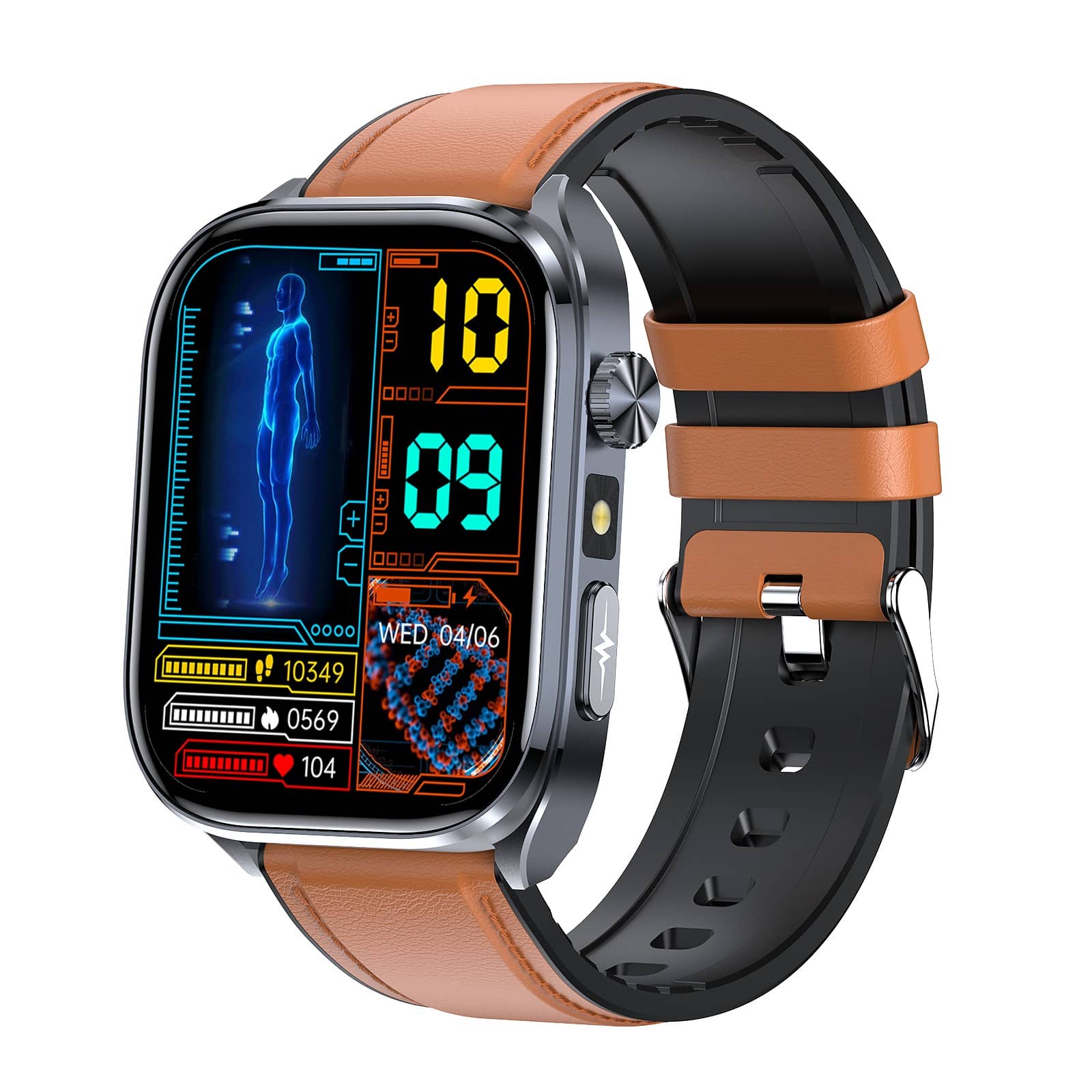 Poalarhealth 582 AI Smart Health Watch Blood Pressure Oxygen Glucose Heart Rate Sleep Monitor
