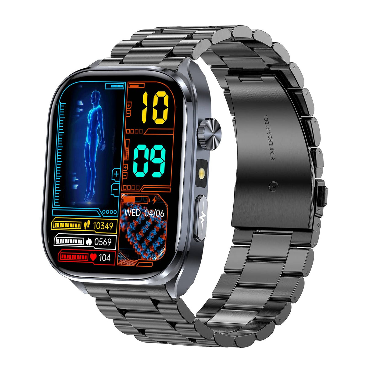 Poalarhealth 582 AI Smart Health Watch Blood Pressure Oxygen Glucose Heart Rate Sleep Monitor